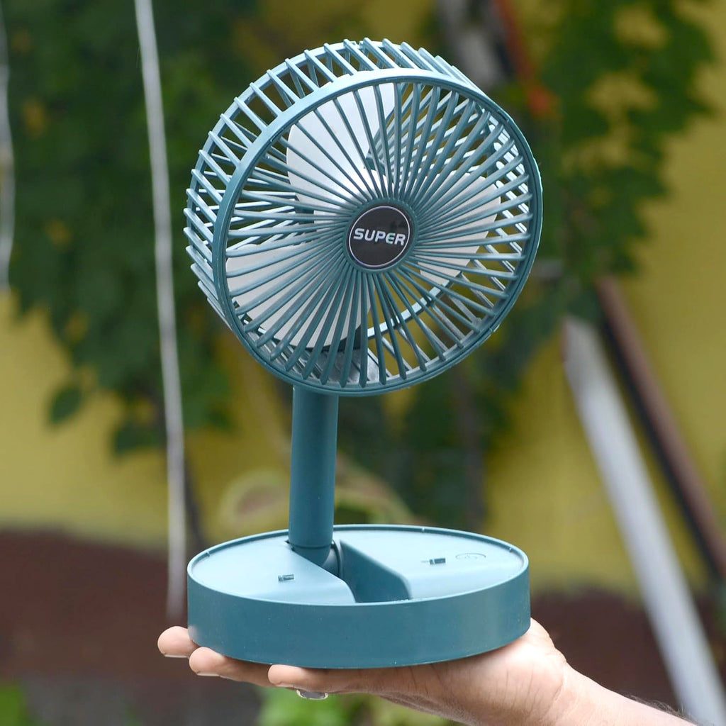 4642 Telescopic Electric Desktop Fan Height Adjustable Foldable  Portable For Travelcarry  Silent Table Top Personal Fan For Bedside Office Table (Battery Not Include)