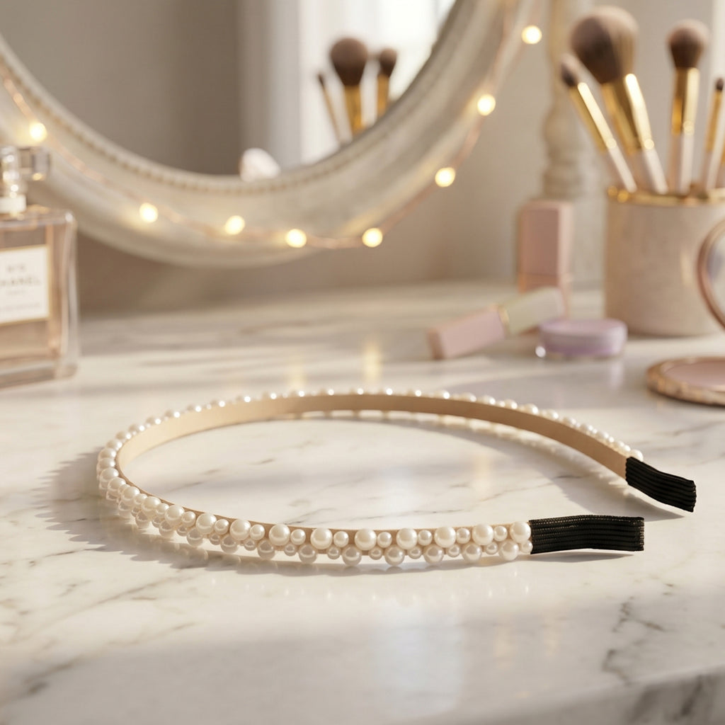 Double Layer Pearl Hairband Stylish Headband For Girls (1 Pc)